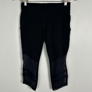 Lululemon Ivivva Black Mesh Panel Crop Leggings Girls Size 14 Style IG63005 Pant